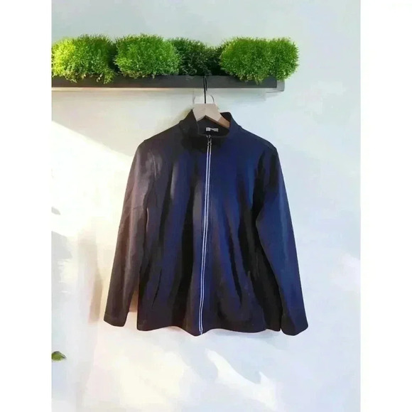 T by Talbots Women's Large/p Zipper Navy Blue Sweater Cozy - Picture 1 of 4